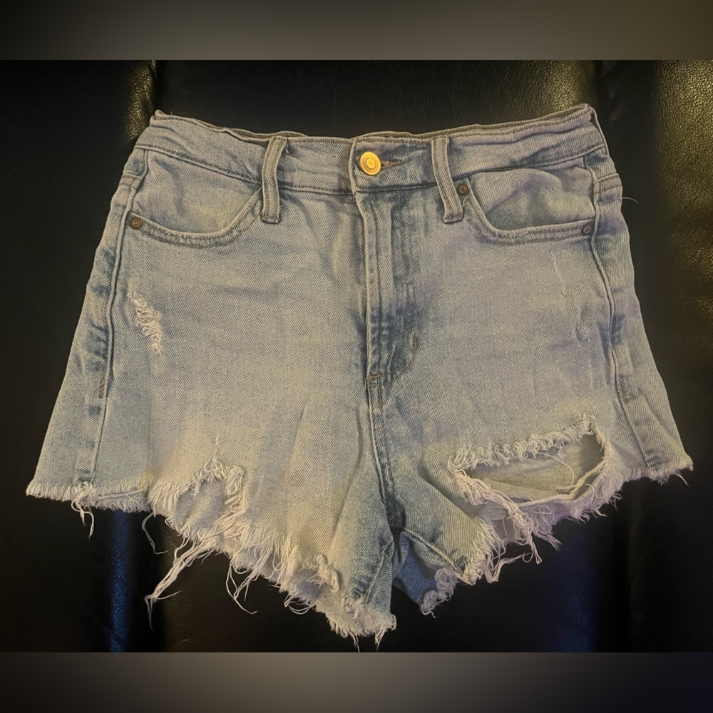 Celebrity Pink Frayed Light Blue Jean Shorts